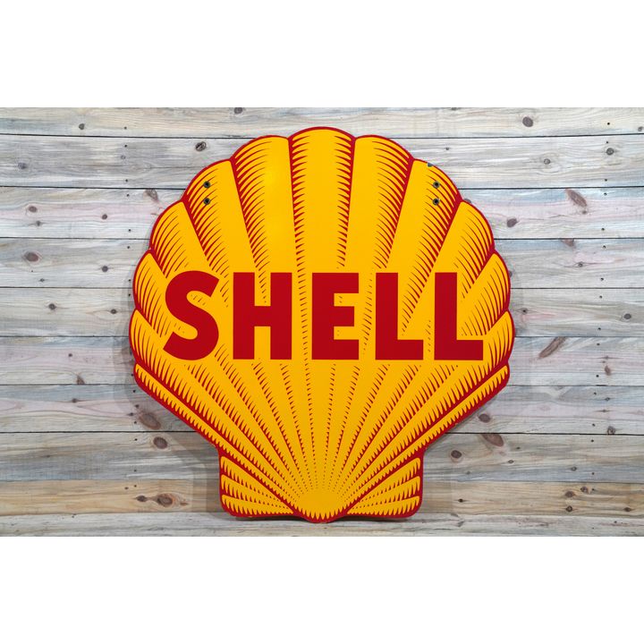 Shell Shark-Tooth Double Sided Porcelain Clam Shaped Sign TAC 9.25