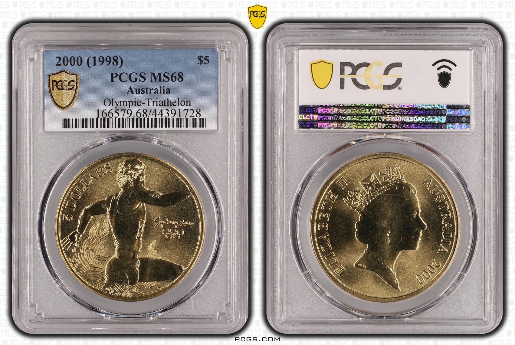 2000 Australia Five Dollar, $5 Olympic-Triathelon Swimmer PCGS - MS68 -728