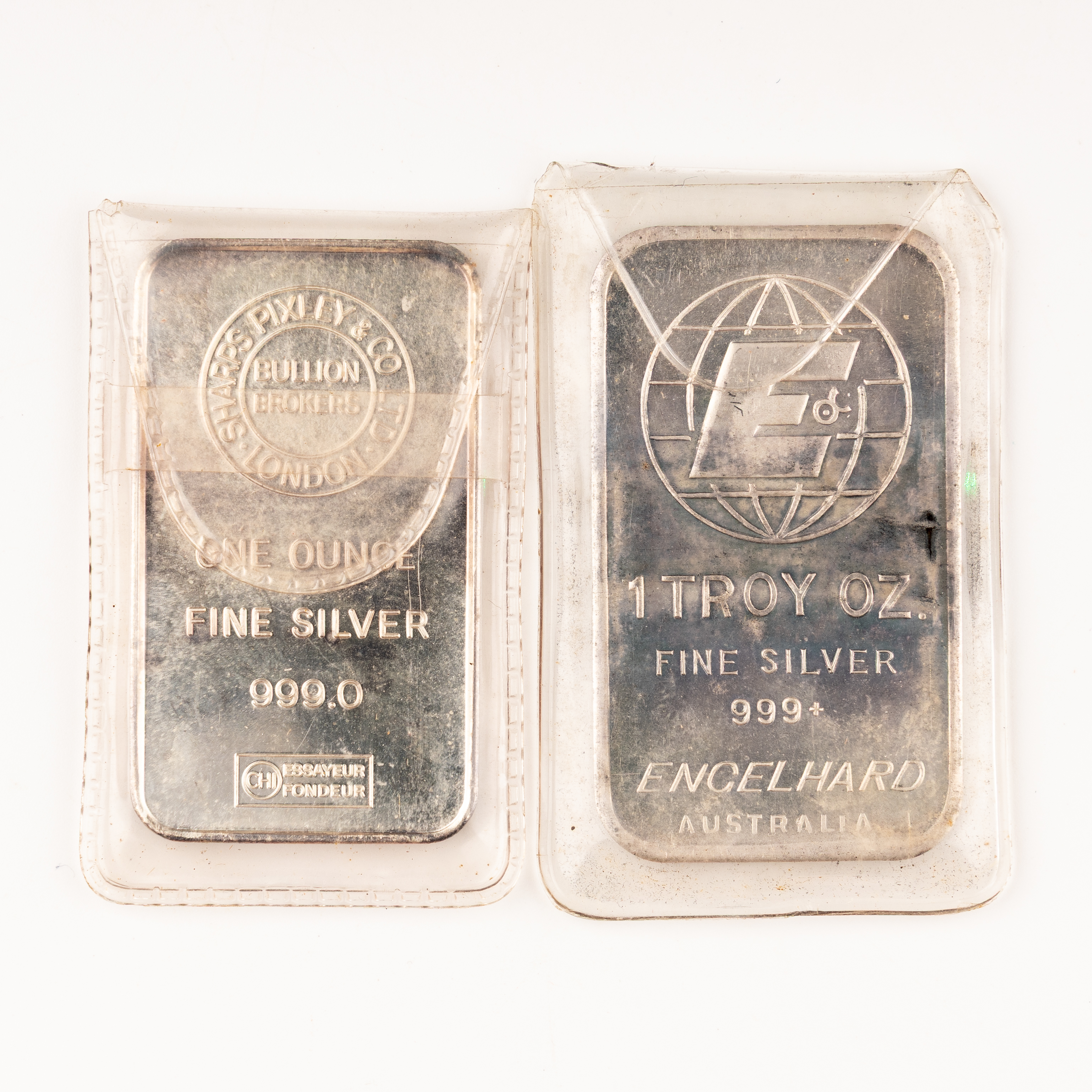 Engelhard & Sharps Pixley & Co Silver minted bar, VF