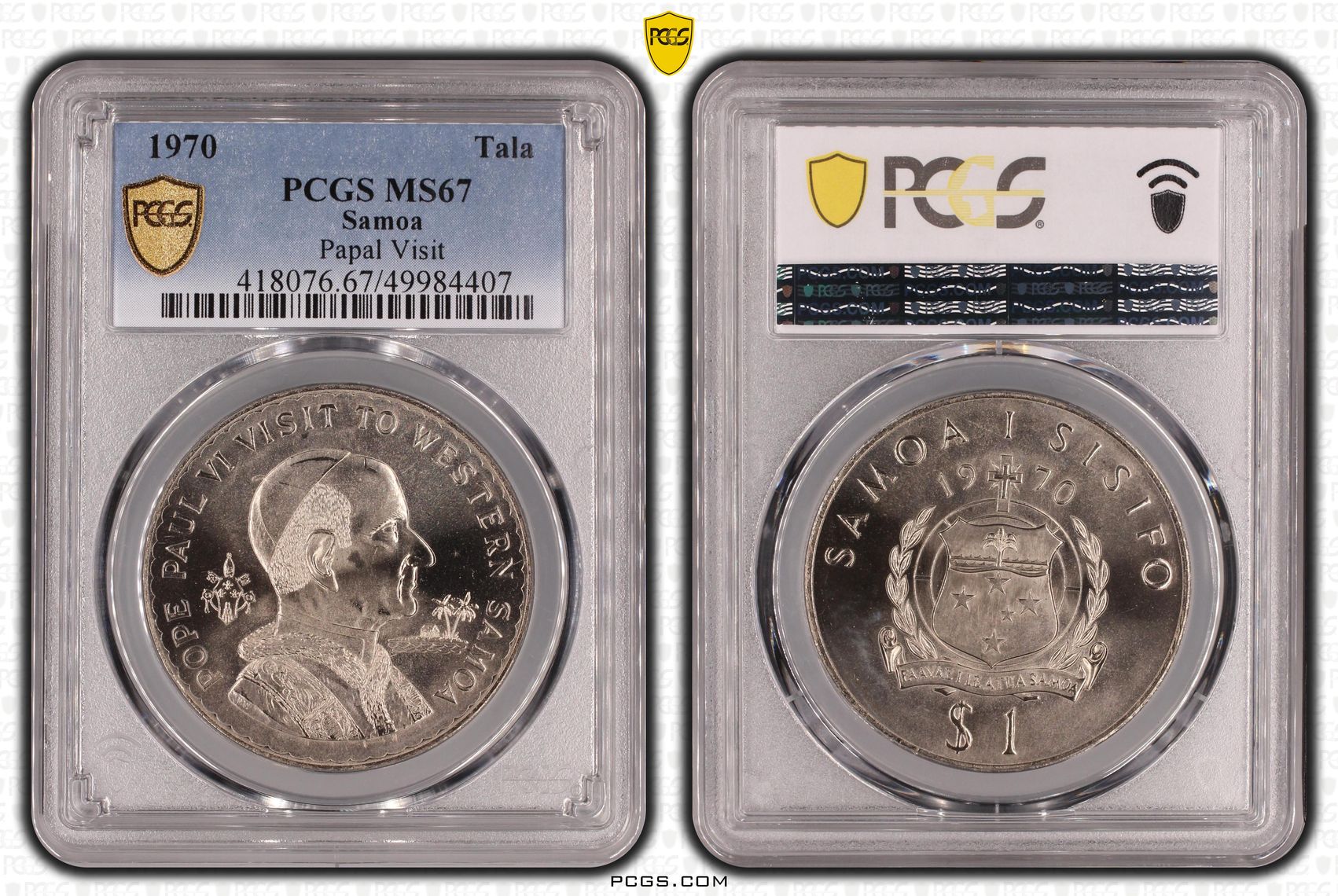Samoa, Papal Visit , Tala, 1970, PCGS MS67