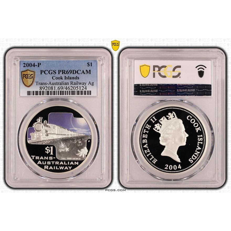 Cook Islands, One Dollar, 2004-P, Trans-Australian Railway, Silver, PCGS - PR69DCAM