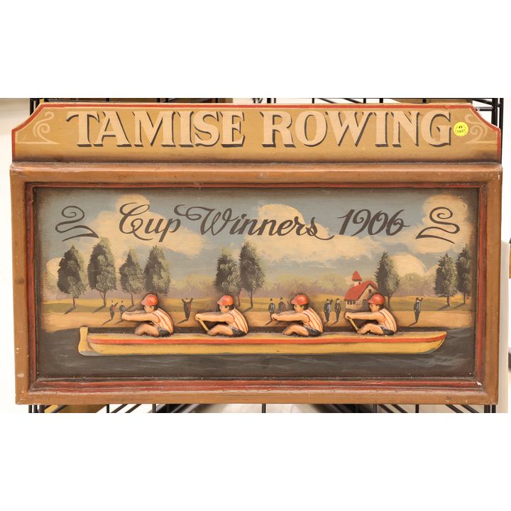 Tamise Rowing Bas Relief Decorative Plaque 16''x25.5''