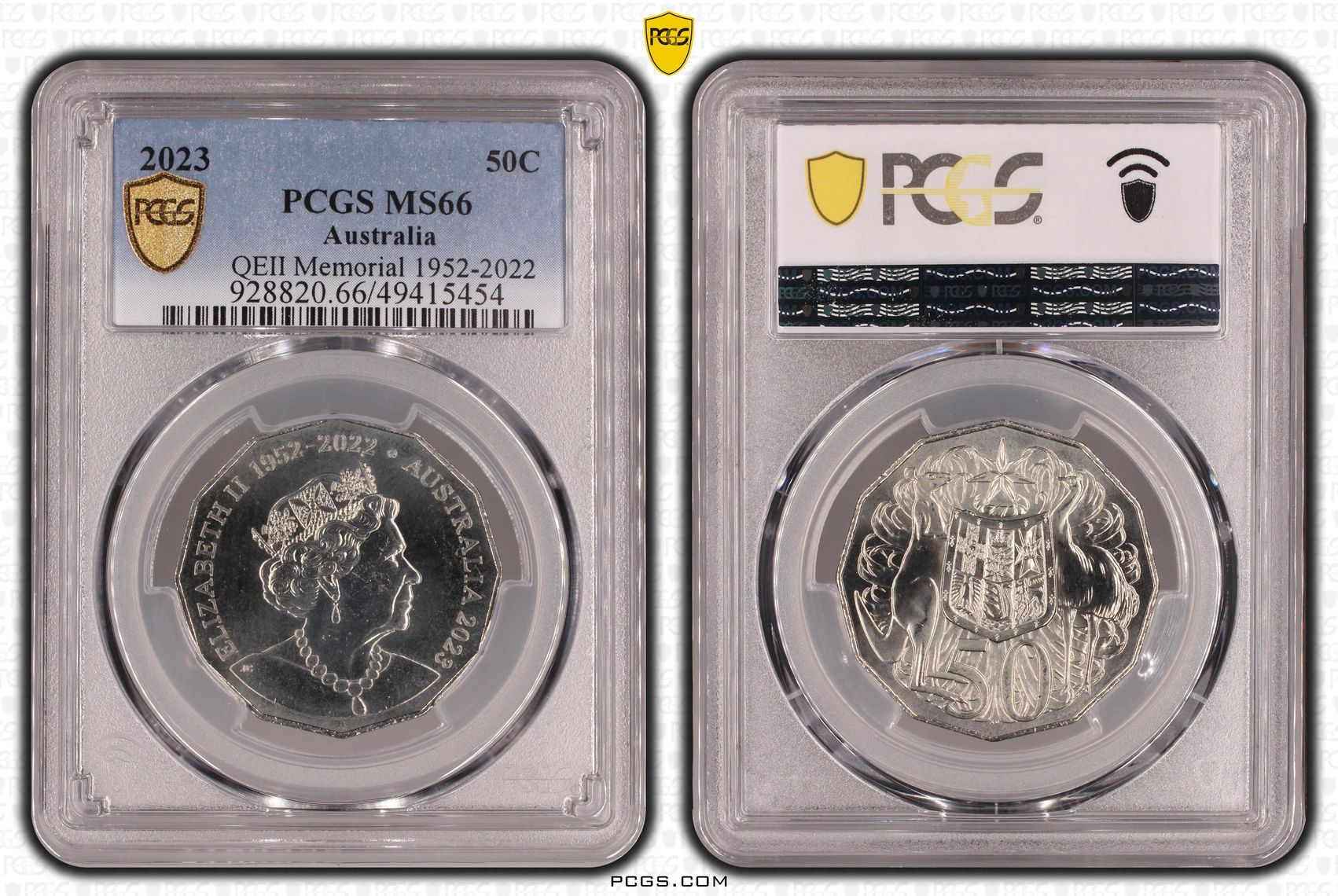 Elizabeth II, QE II Memorial Cu-Ni , Fifty Cent, 2023, PCGS MS66