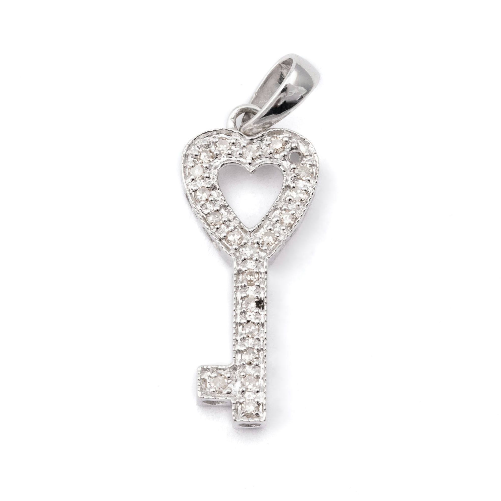 Diamond Key Pendant 10ct Gold,