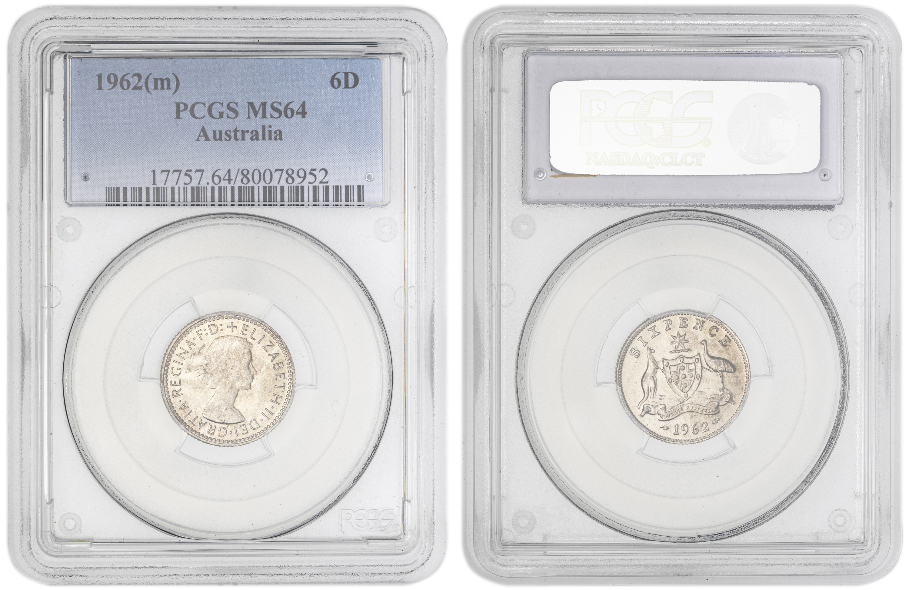 114 · Elizabeth II, Sixpence, 1962(m), PCGS MS64