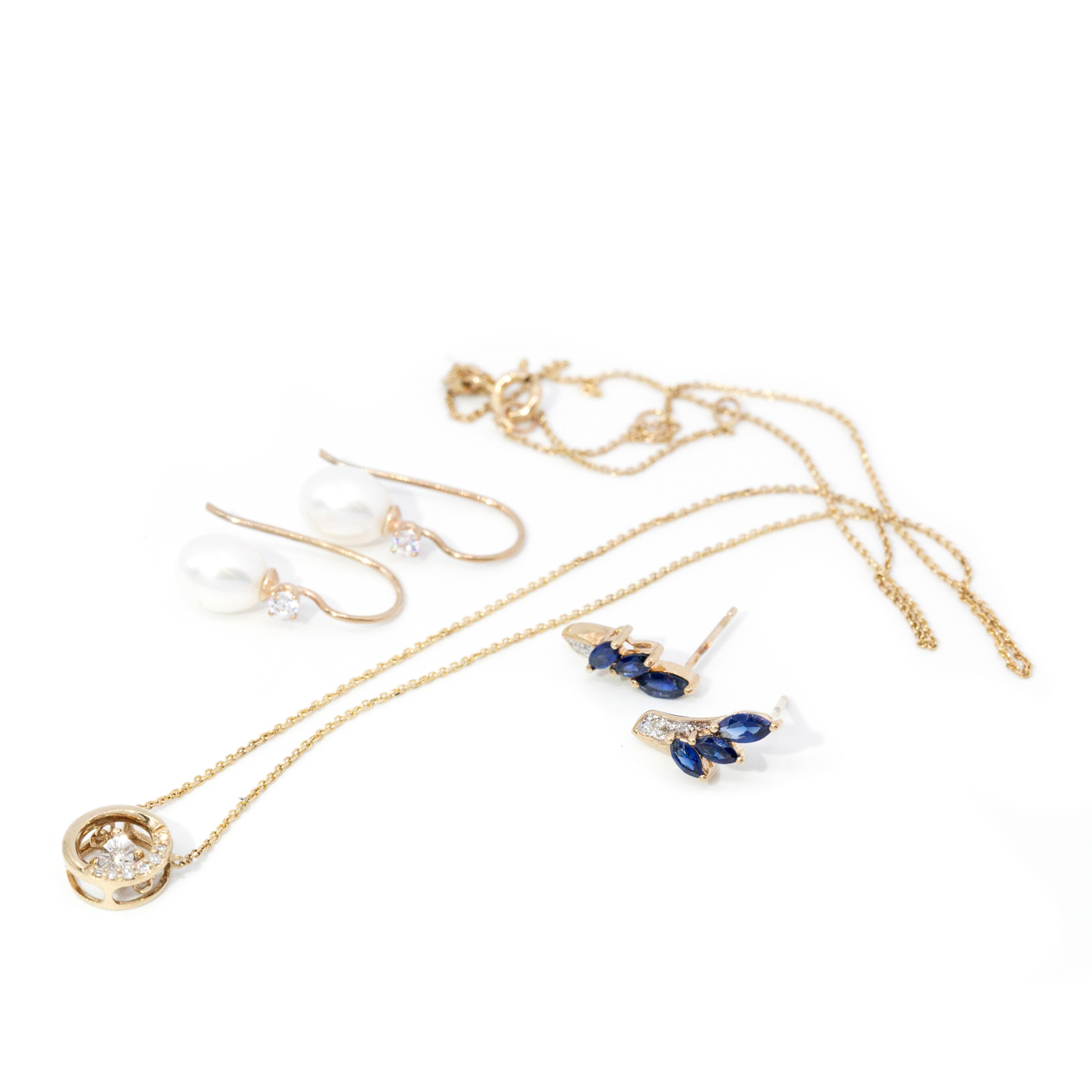 172 · 9ct Gold Sapphire, Pearl & Diamond Jewellery