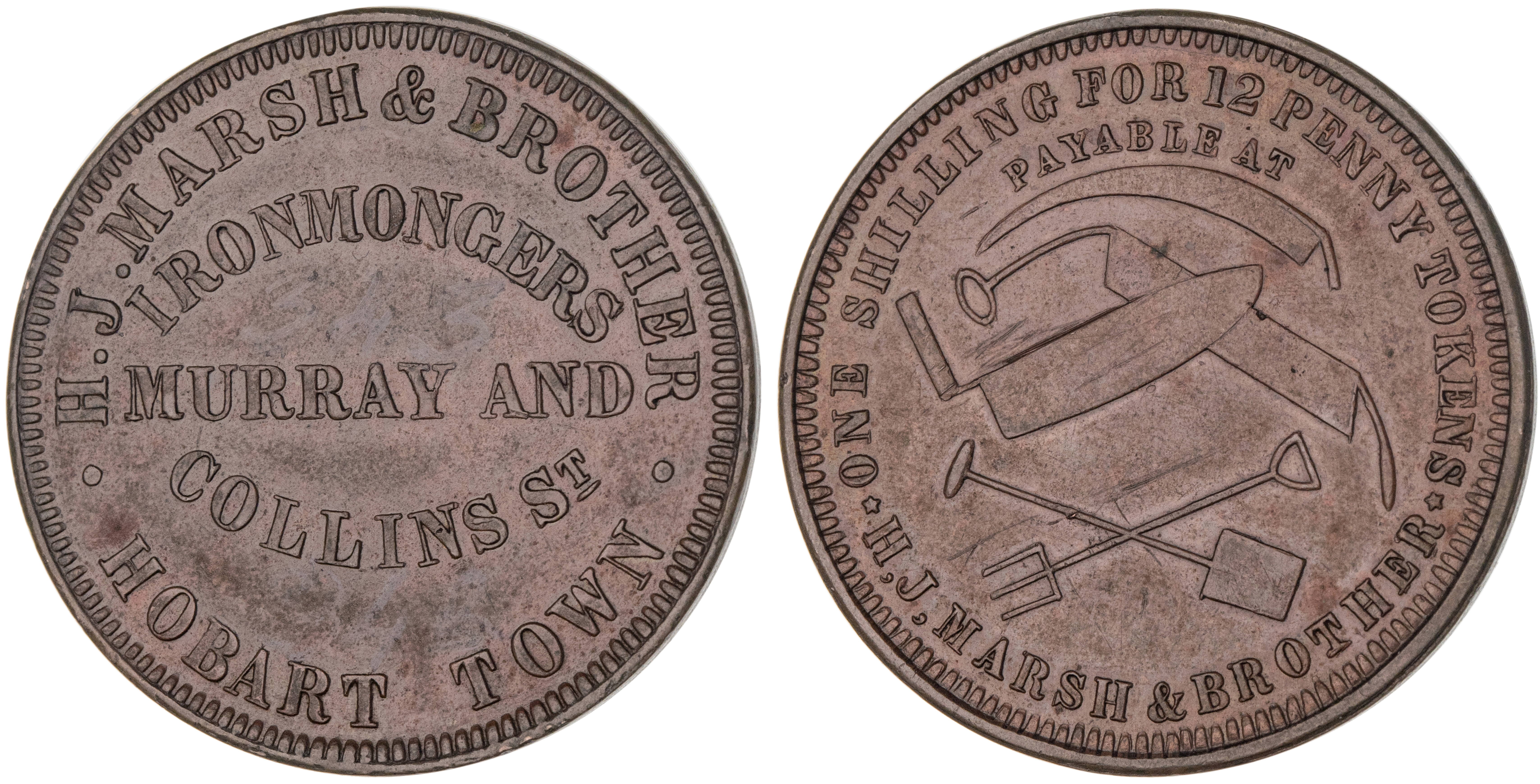 Hobart, Tasmania, H. J. Marsh & Brother, Penny, gEF