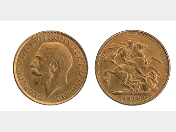 1918 King George V India Mint Gold Sovereign.