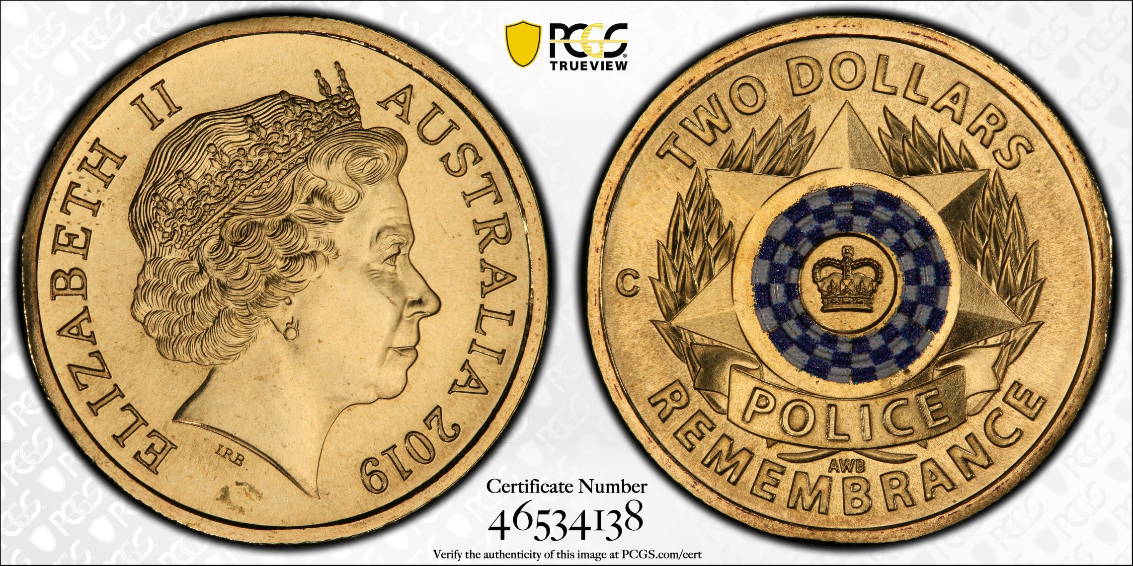 Elizabeth II, Police Remembrance , Two Dollar, 2019-C, PCGS MS68
