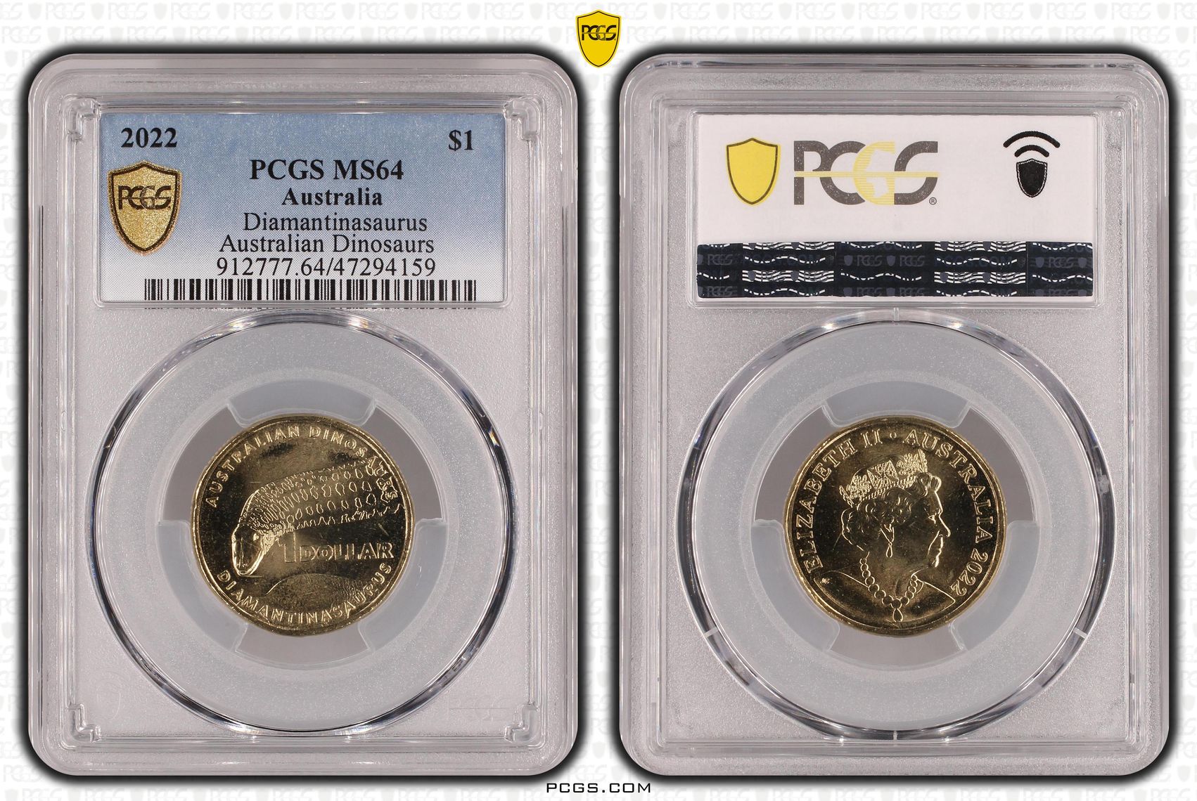 Diamantinasaurus Australian Dinosaurs, One Dollar, 2022, PCGS MS 64