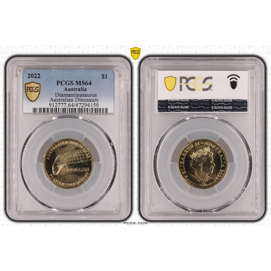Diamantinasaurus Australian Dinosaurs, One Dollar, 2022, PCGS MS 64