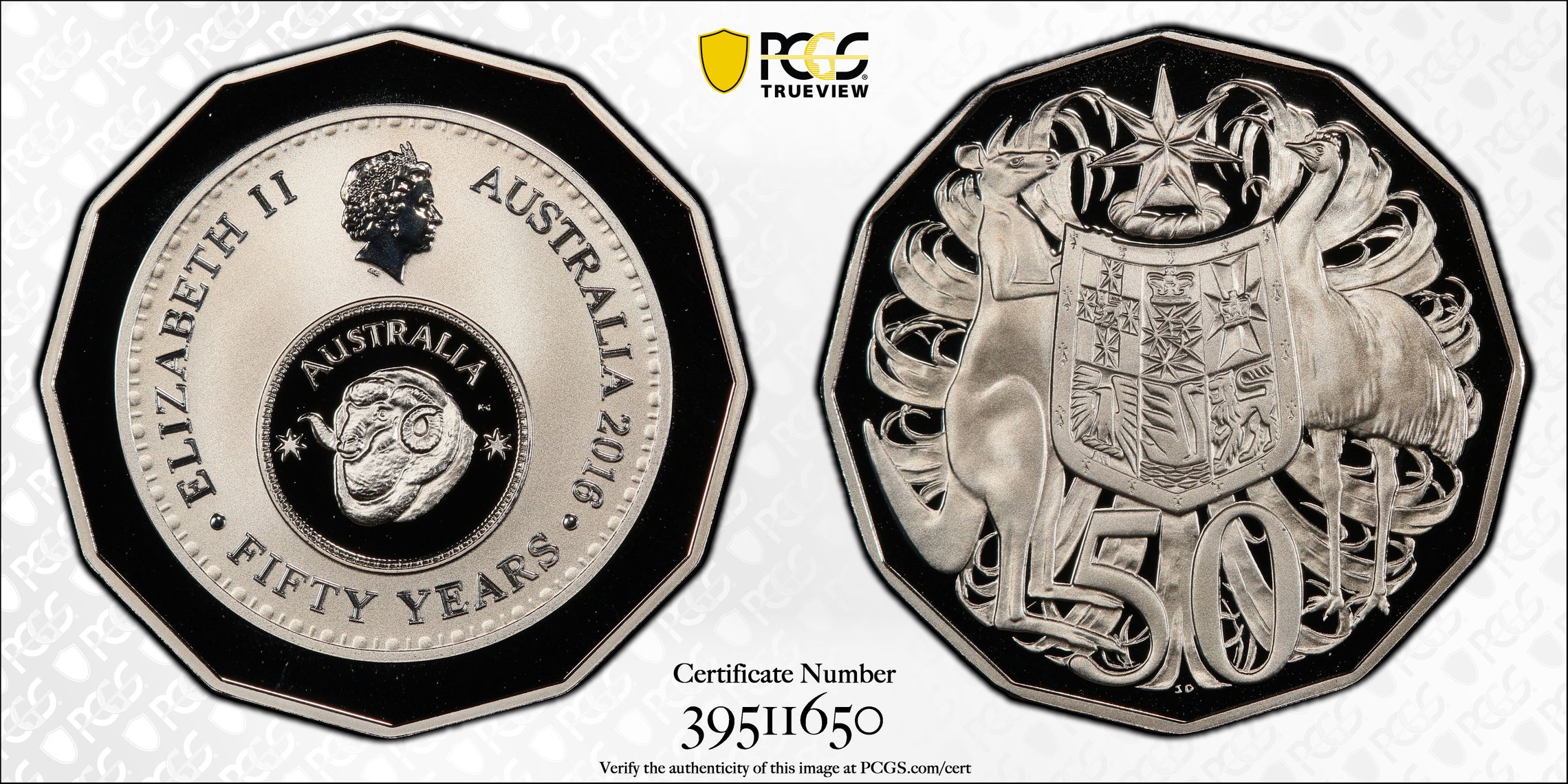 50th Ann. Decimal Currency, Fifty Cent, 2016, PCGS PR70DCAM