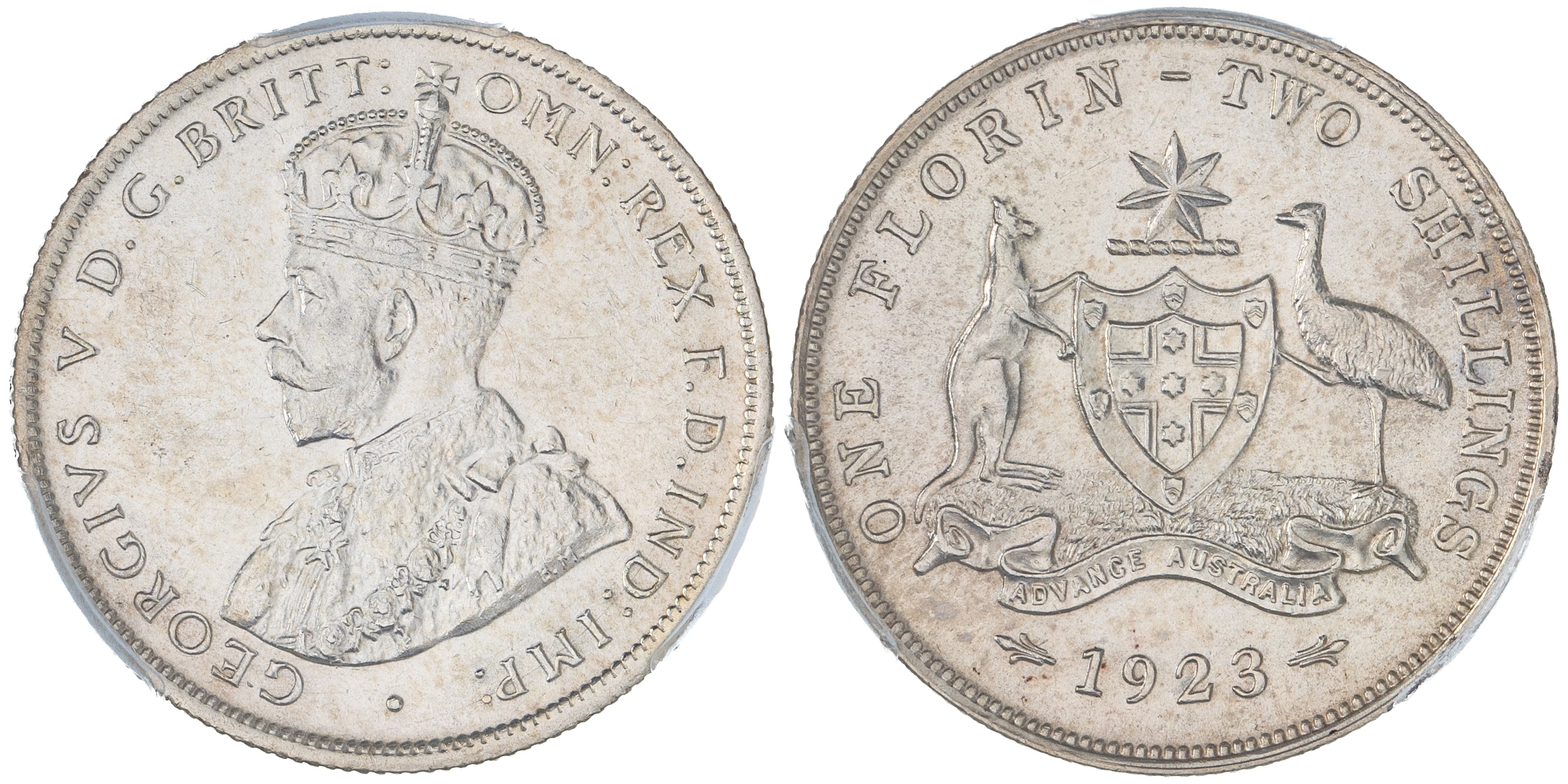 George V, Florin, 1923, PCGS MS61