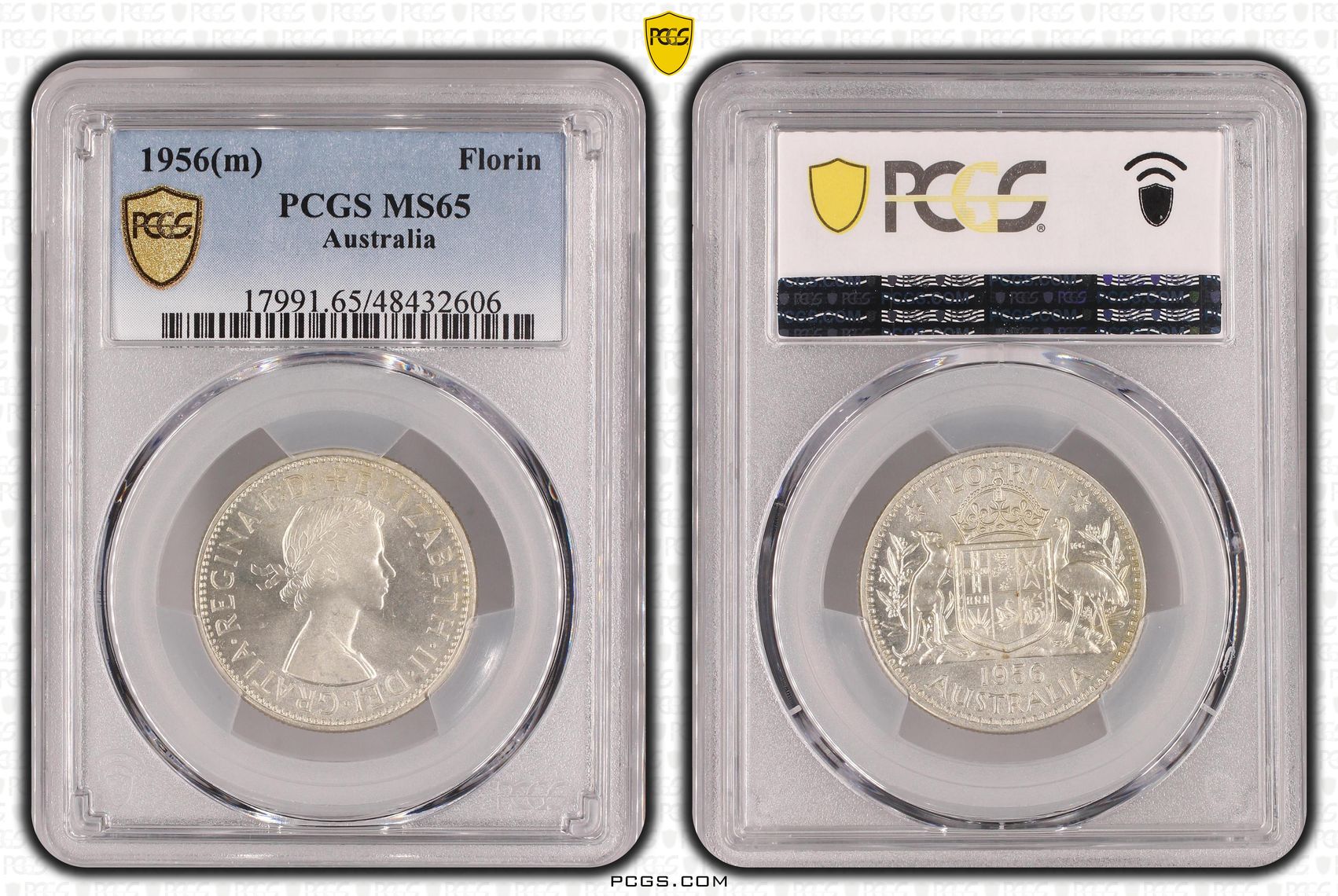 Elizabeth II, Florin, 1956(m), PCGS MS65