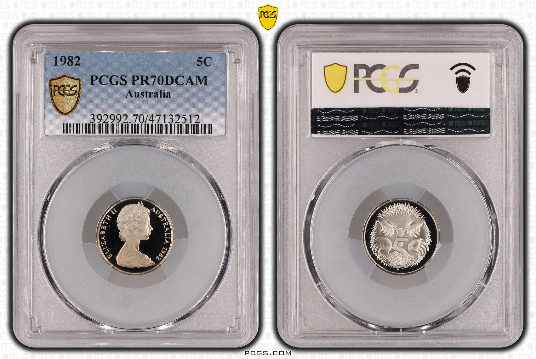 Elizabeth II, Pop 9/0, Five Cent, 1982, PCGS PR70DCAM
