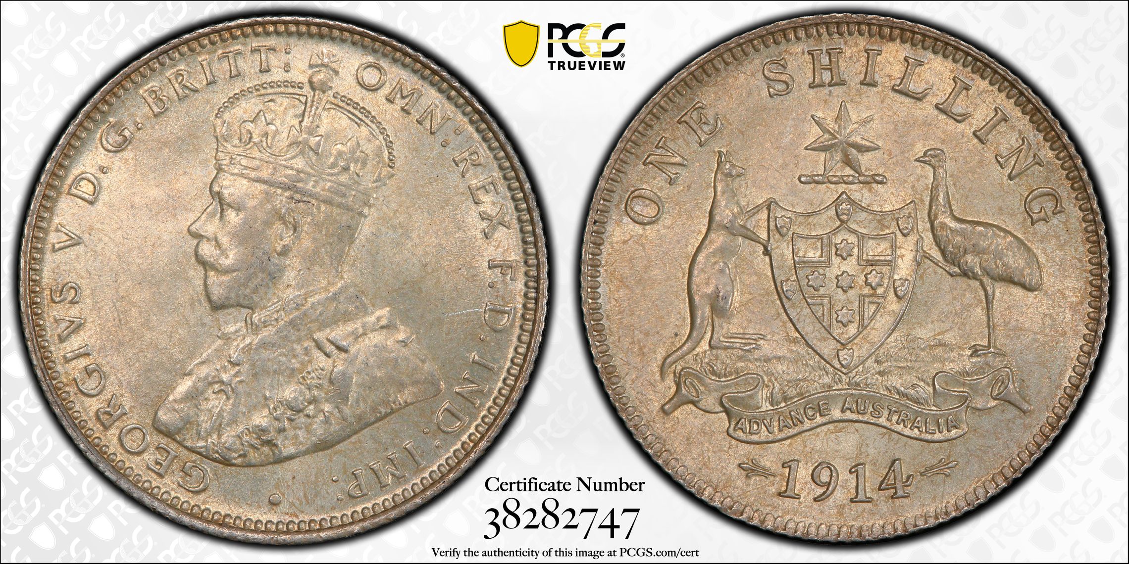 George V, Shilling, 1914, PCGS MS64
