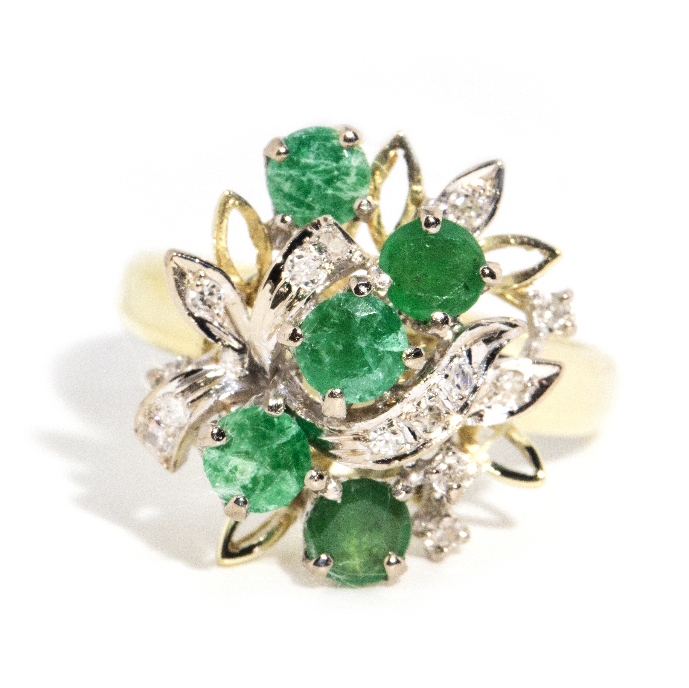 Diamond & Emerald Cluster Ring,