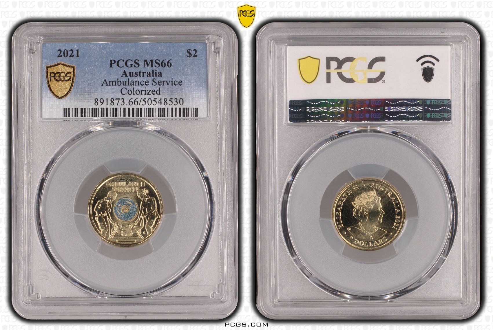 Ambulance Service - Colorized, Two Dollar, 2021, PCGS MS66