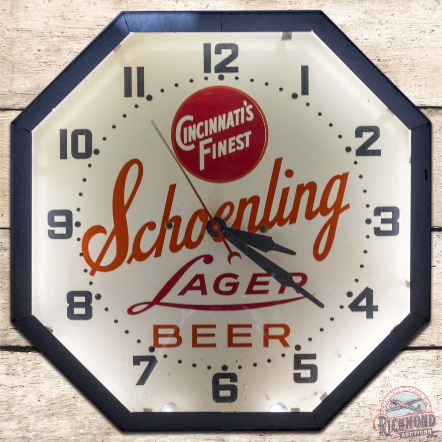 Schoenling Lager Beer "Cincinnati's Finest" 16" Octagon Neon Advertising Clock