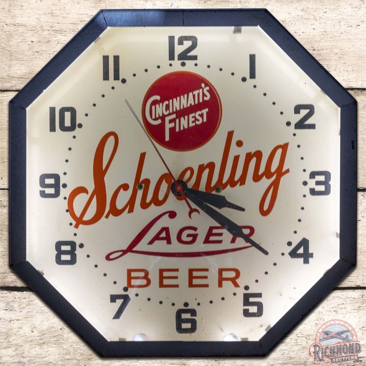 Schoenling Lager Beer "Cincinnati's Finest" 16" Octagon Neon Advertising Clock