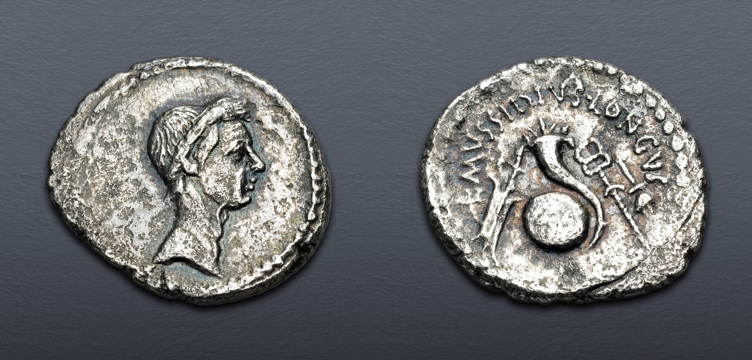 The Caesarians. Julius Caesar. 42 BC. AR Denarius (19mm, 3.26 g, 10h ...