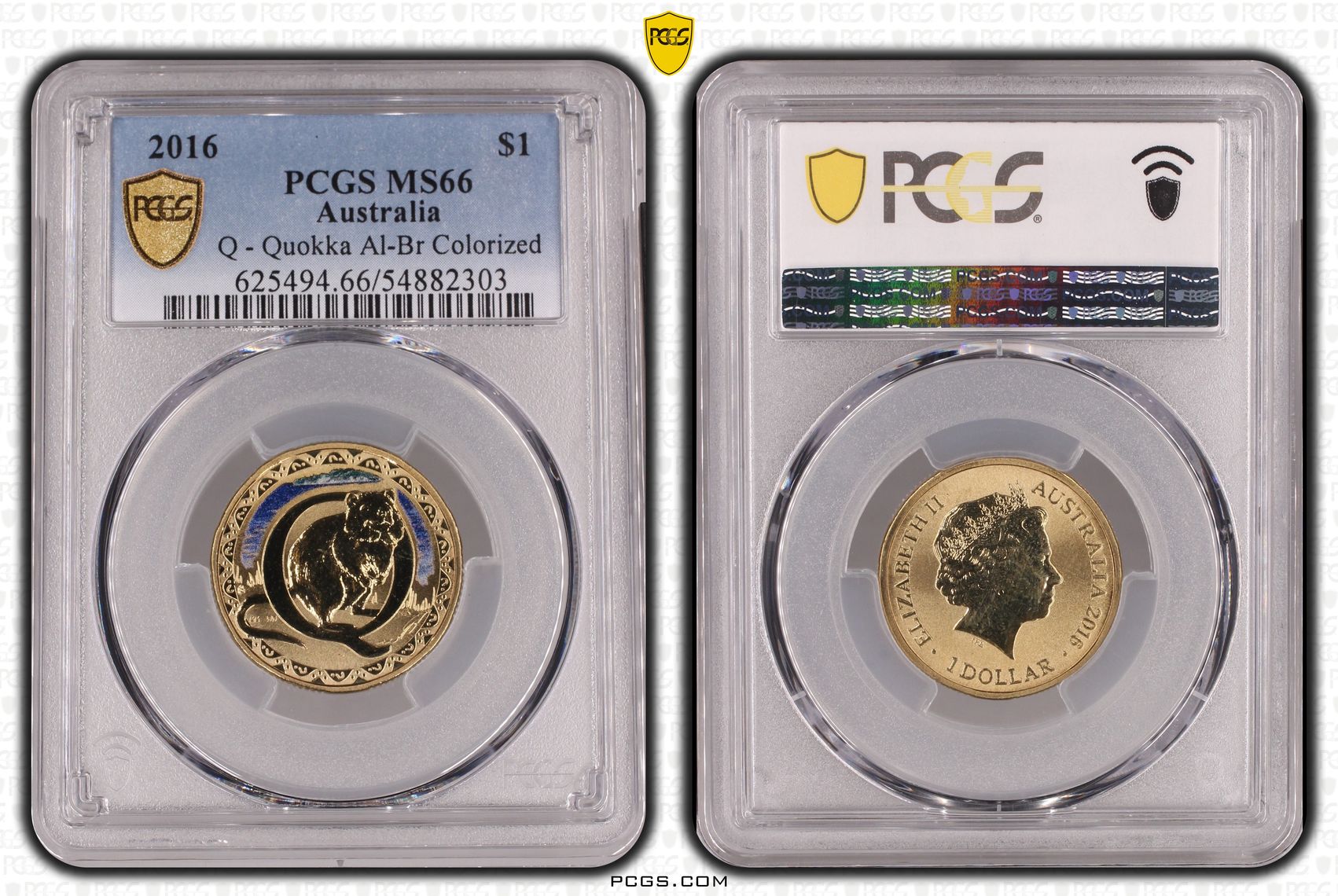 Q - Quokka Al-Br Colorized, One Dollar, 2016, PCGS MS66