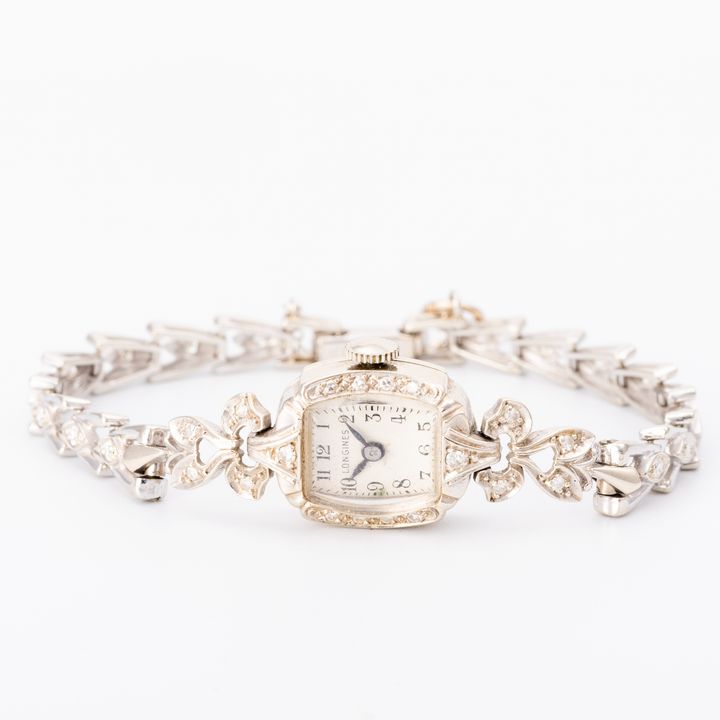 Longines Art Deco Ladies Diamond Watch 14ct Gold 16mm, Circa 1940s