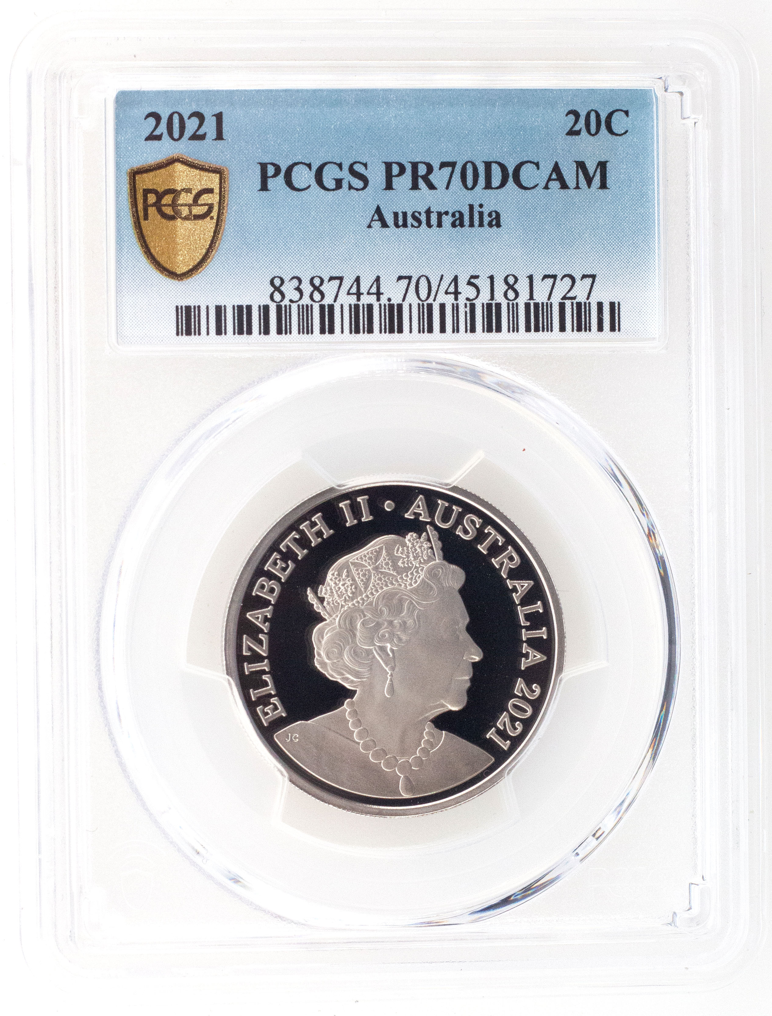 2021 Australia Twenty Cent, 20c PCGS - PR70DCAM POP 94/0 -727