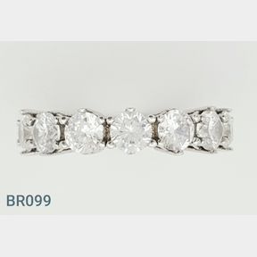 STERLING SILVER '7 LARGE CLUSTER' RING WITH CZ'S (SIZE N) - 51543/249