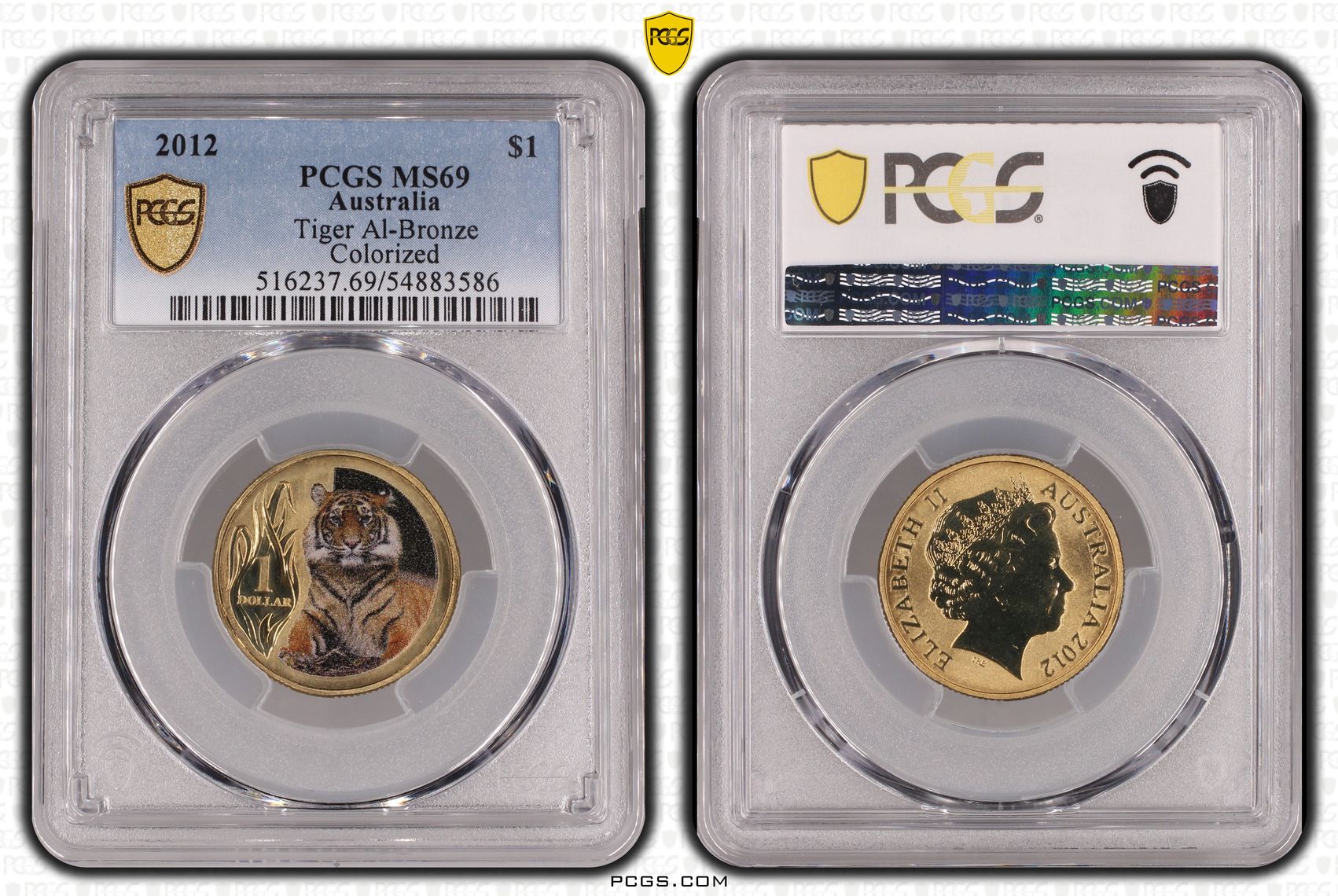 Tiger Al-Bronze, One Dollar, 2012, PCGS MS69