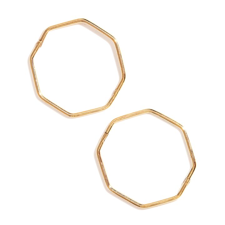 Octagonal 9ct Gold Hoop Earrings,