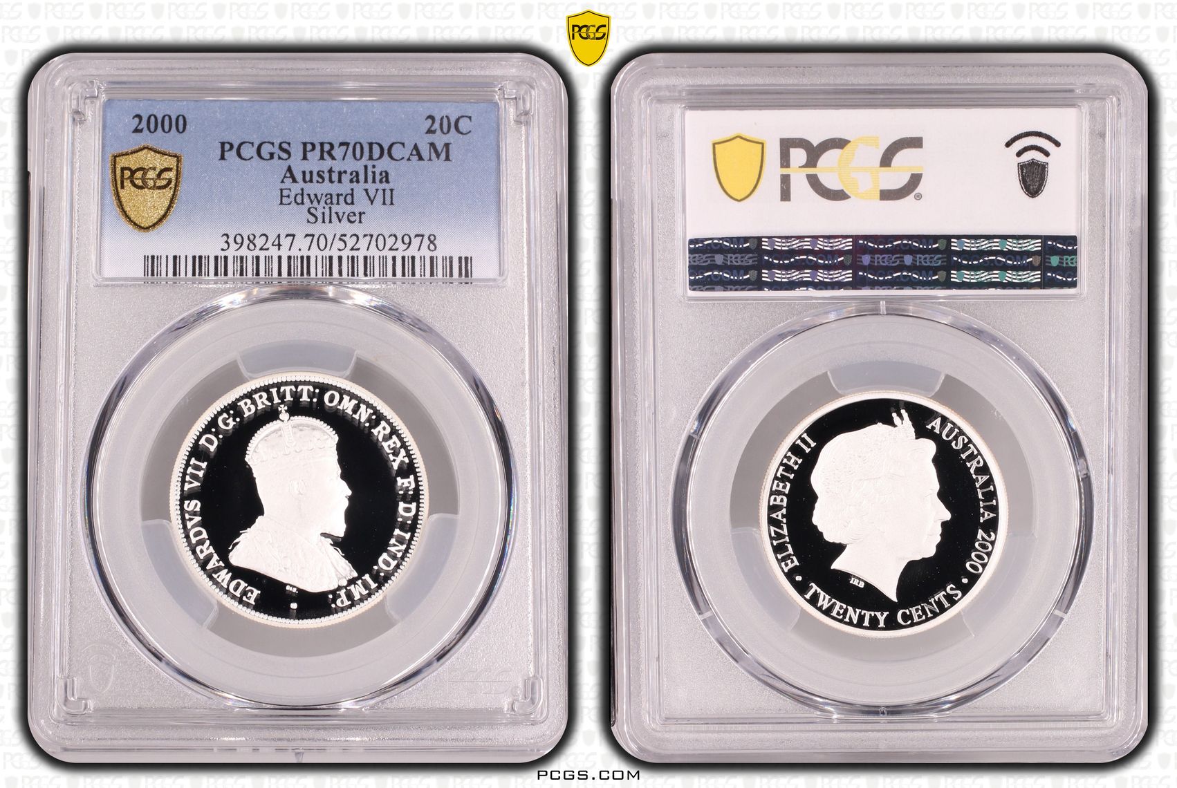 Edward VII Silver, Twenty Cent, 2000, PCGS PR70DCAM