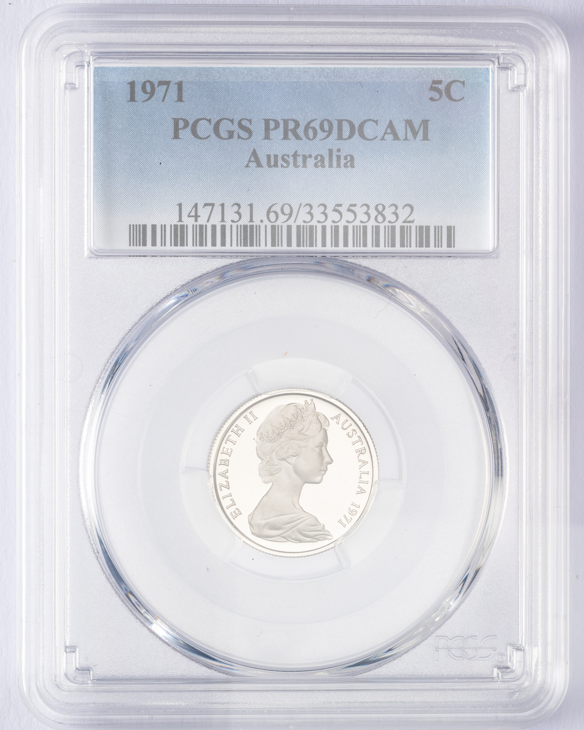 Elizabeth II, Five Cent, 1971, PCGS PR69DCAM