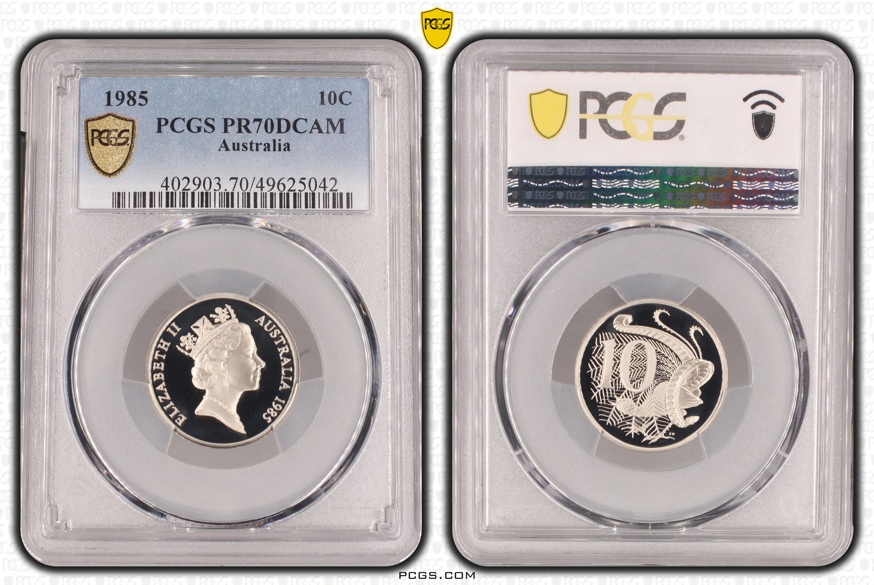 Ten Cent, 1985, Pcgs Pr70dcam