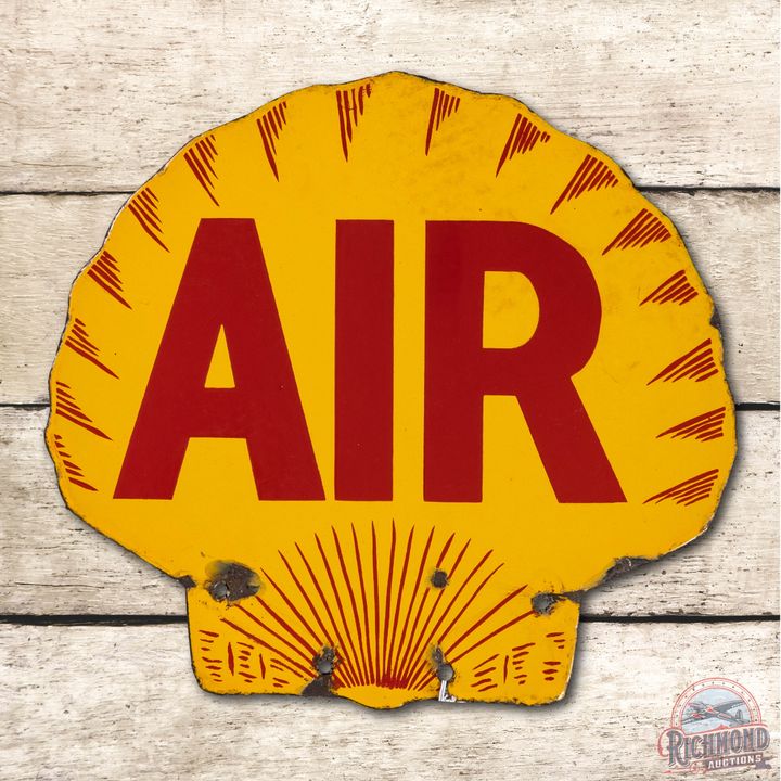 Shell AIR Porcelain Clamshell Double Sided Porcelain Sign