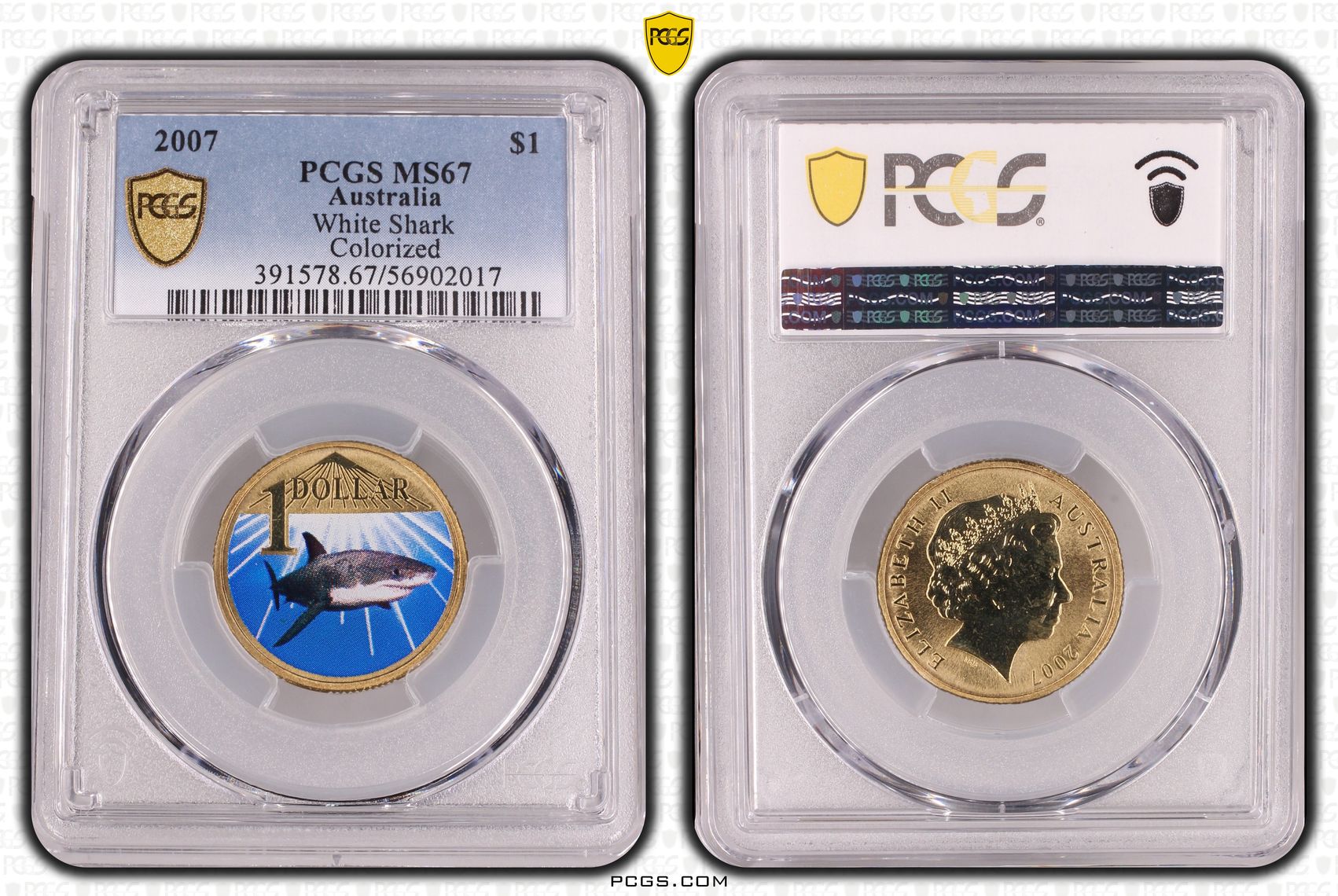 White Shark, One Dollar, 2007, PCGS MS67
