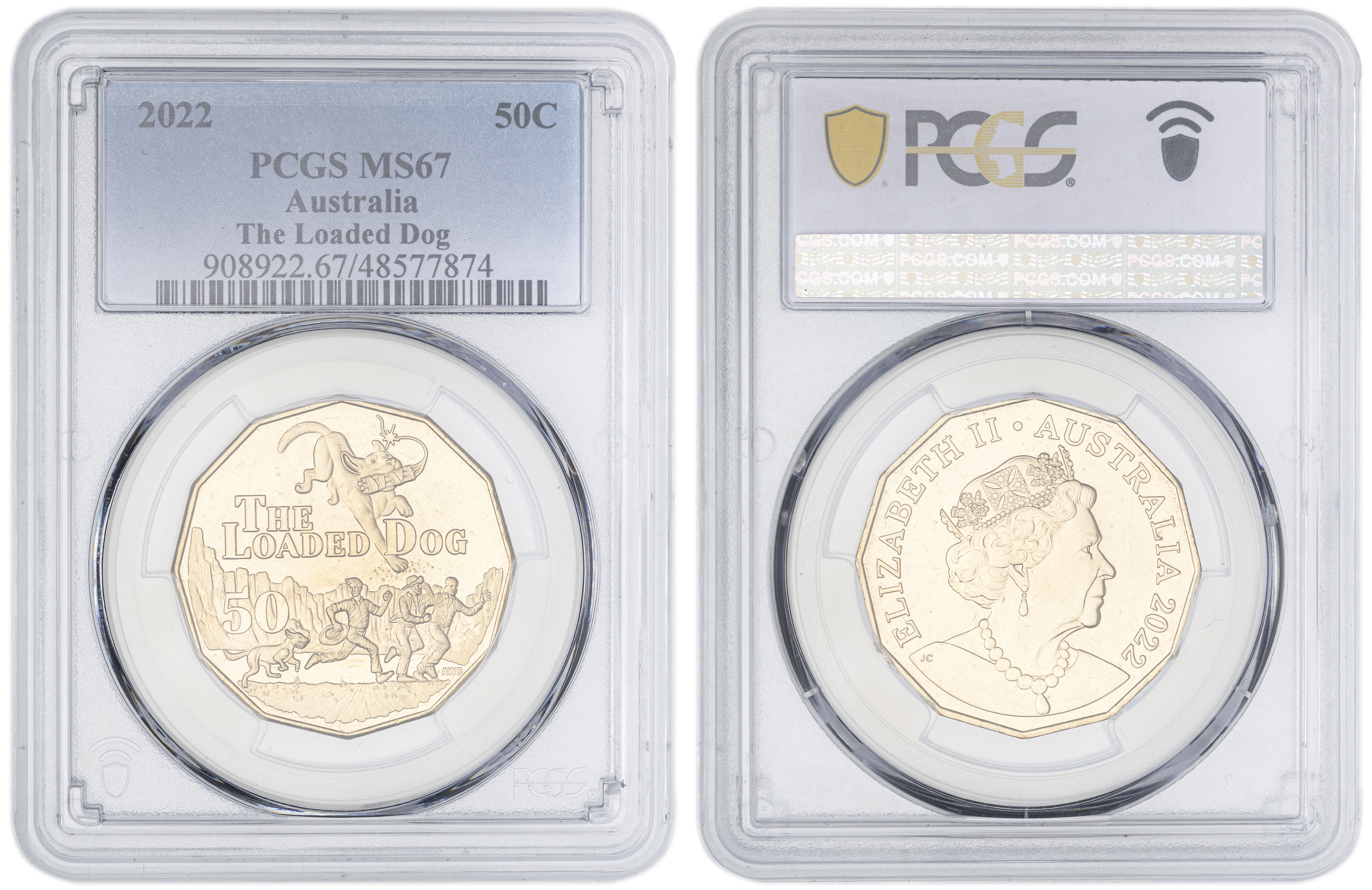 211 · Elizabeth II, The Loaded Dog , Fifty Cent, 2022, PCGS MS67