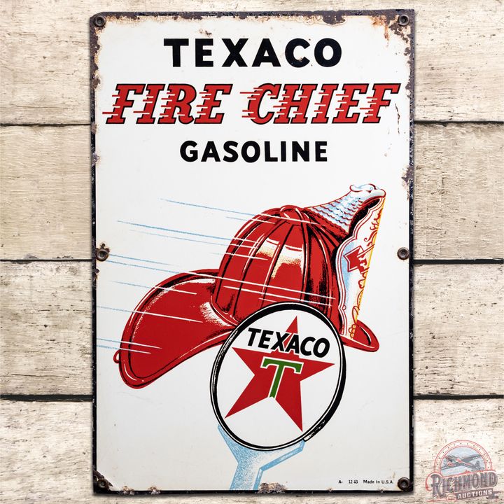Rare 1963 Texaco Fire Chief SST Pump Plate Sign - 8