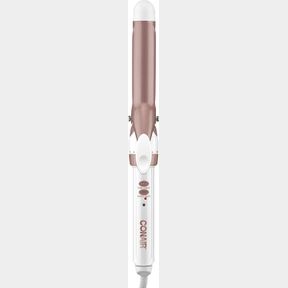 CONAIR DOUBLE CERAMIC CURLING IRON; 1-INCH; WHITE/ROSE GOLD