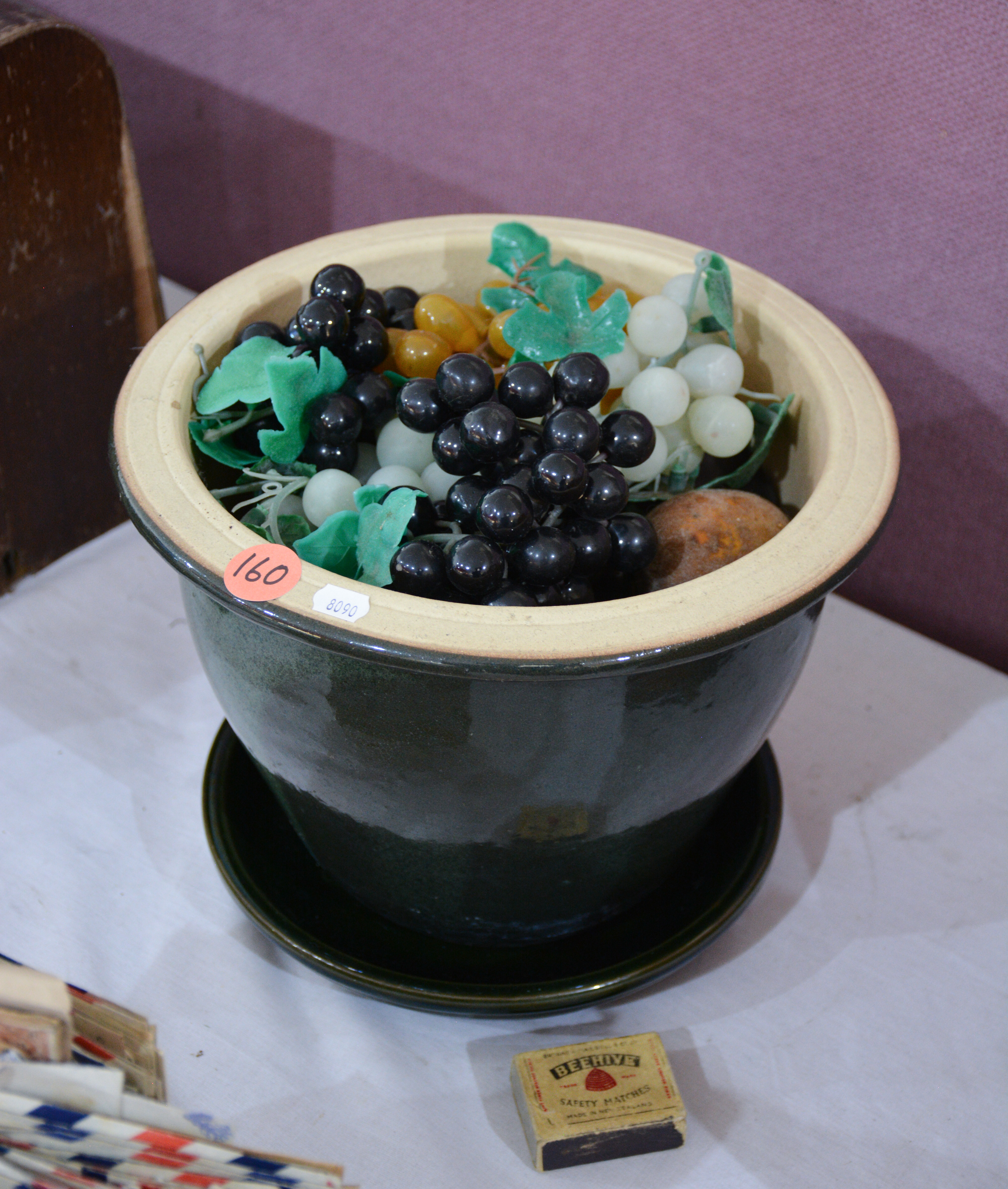 Green Plant Pot and Faux Fruits — NZ auction result
