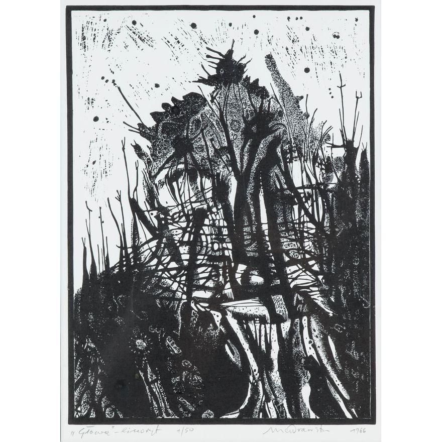 Henryk Mądrawski | Głowa-linoryt, 1966