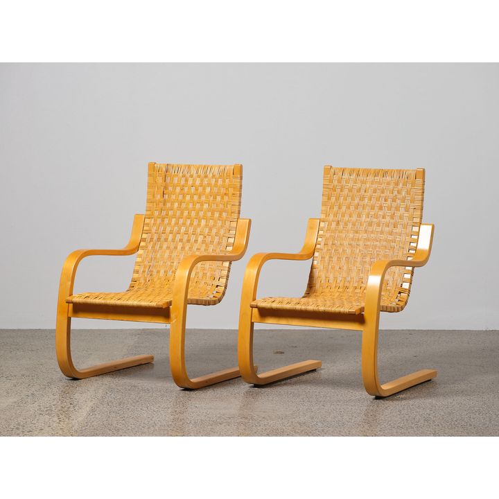 Alva Aalto for Artek - Pair of cantilevered ‘Model 406’ chairs