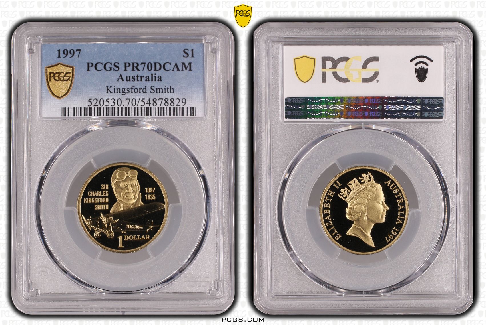 Kingsford Smith, POP 8/0, One Dollar, 1997, PCGS PR70DCAM