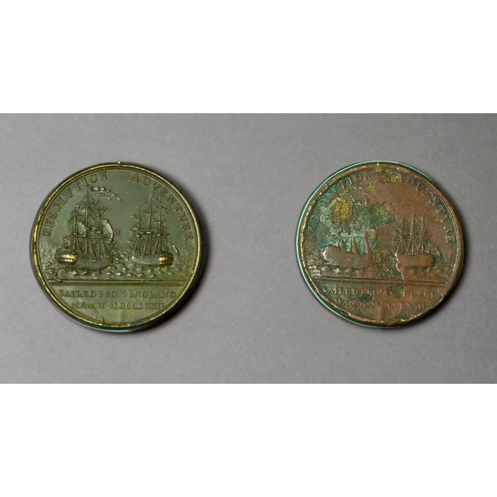 Captain James Cook - Two Resolution and Adventure bronze medals, 1772-1773