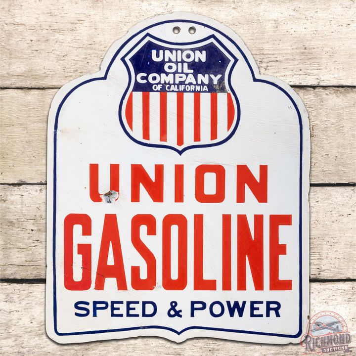 Union Oil Company of California SS Porcelain Gas Pump Plate Sign
