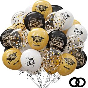 75 Pack Graduation Party Decorations Balloons Set - 12 Inch Black Gold Graduation Balloons for Graduation Party Decoration Supplies