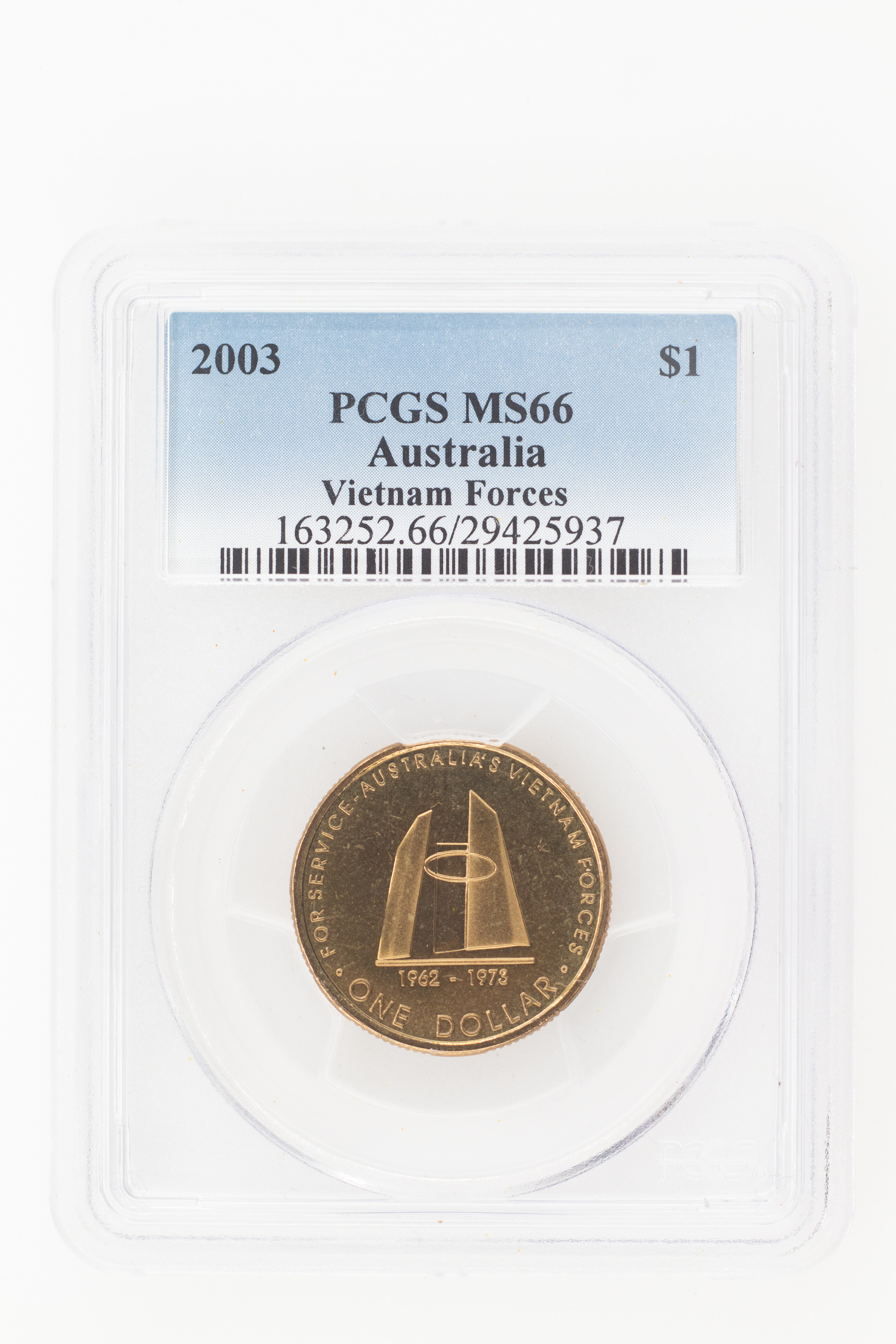 2003 Australia One Dollar, $1 Vietnam Forces PCGS - MS66 -937