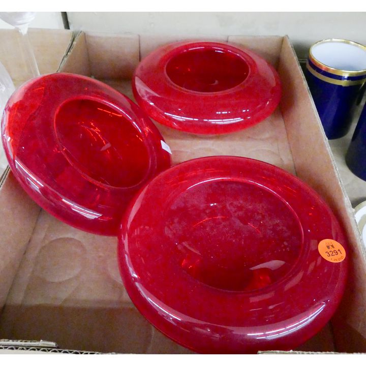 3pc Marquis by Waterford 'Lipstick Red' Glass Salsa Votives
