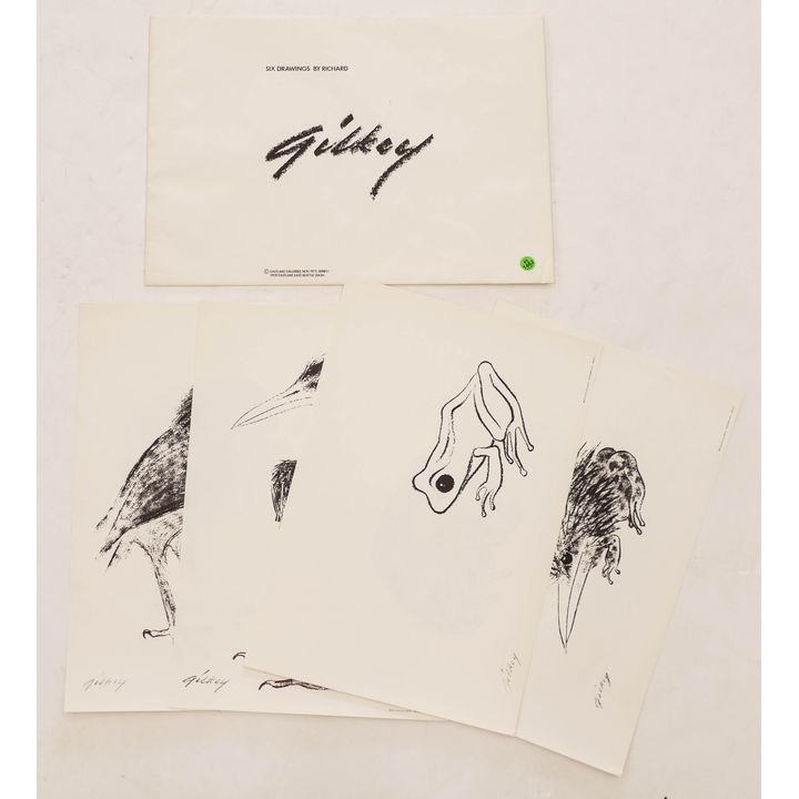 Richard Gilkey 6 Drawing Print Portfolio- loose- 19x13''