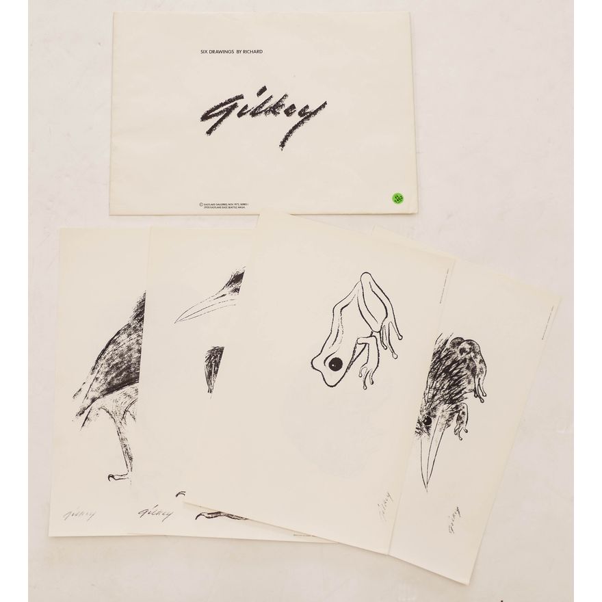 Richard Gilkey 6 Drawing Print Portfolio- loose- 19x13''